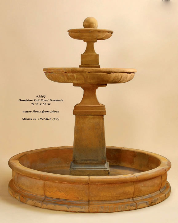 Cast stone Fountain 2 tiered in Tufo Fountain Vintage fountains  Stone Finish 