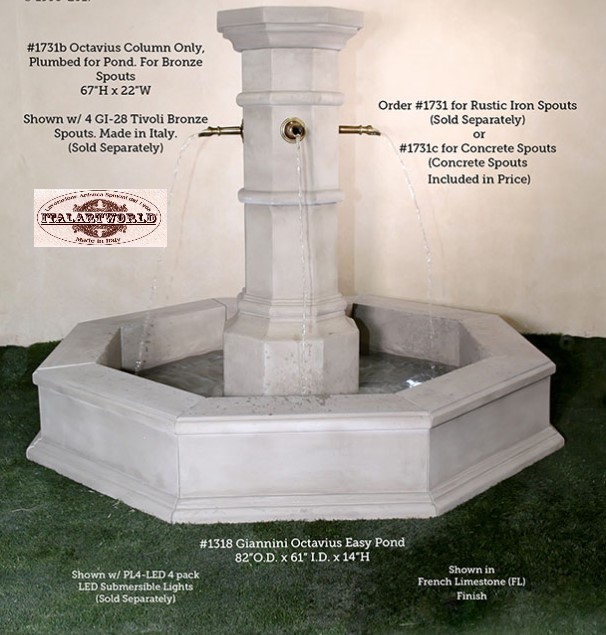 Lime Stone Fountain French yard Pond Fountain Water fountain Large pool Brass Nozzle Fountain 