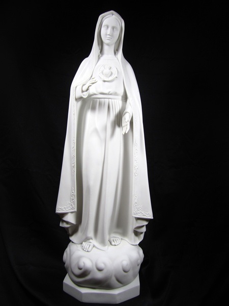 White Fatima Statue cast MArble Fatima Statuary ffor sale 35 inches tall