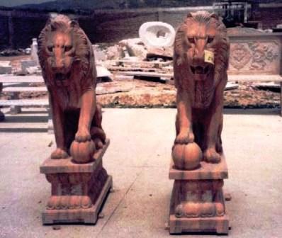Marble Lion Statues, Hand Carved Animal Statuary.