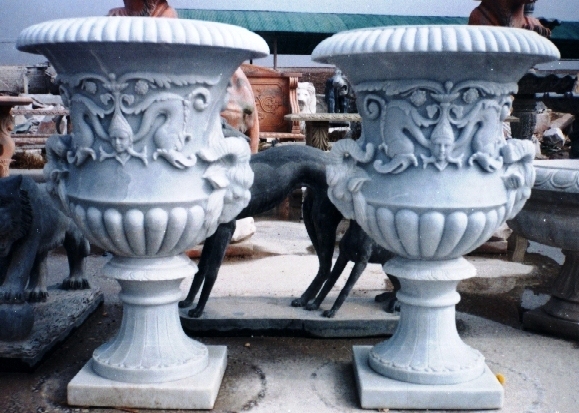 Hand Carved Flower Pots, Carved Stone Planters Italian planters estate size large flower pots