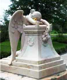 Solid Angel Statue, Grieving Marble Religious Statuary.