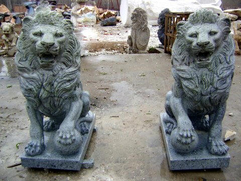 lions statue animal statue of Lions set in Green Marble italian Statuary
