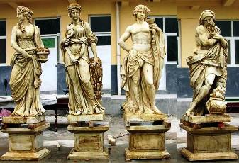 4 season Large statue four Classical Greek,4 marble  Statues SEASONS SET STATUE AND BASE  Roman, Italian Statues.