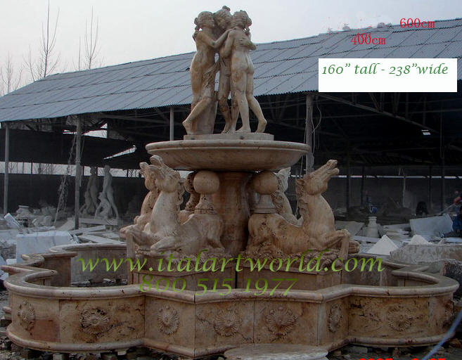 Three Graces Fountain Italian MAde Travertine stone fountain 