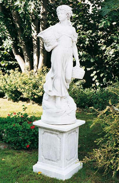 statue w Basket lady on Pedestal base  Statue for sale 