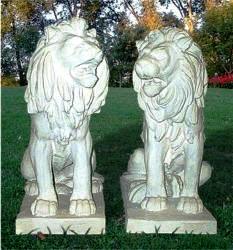 lion staTUE  MARBLE LIONS STATUARY SCULPTURE LIONS 