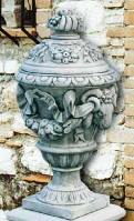 Outdoor Italian Amphora vase w cap well made in cast carrara