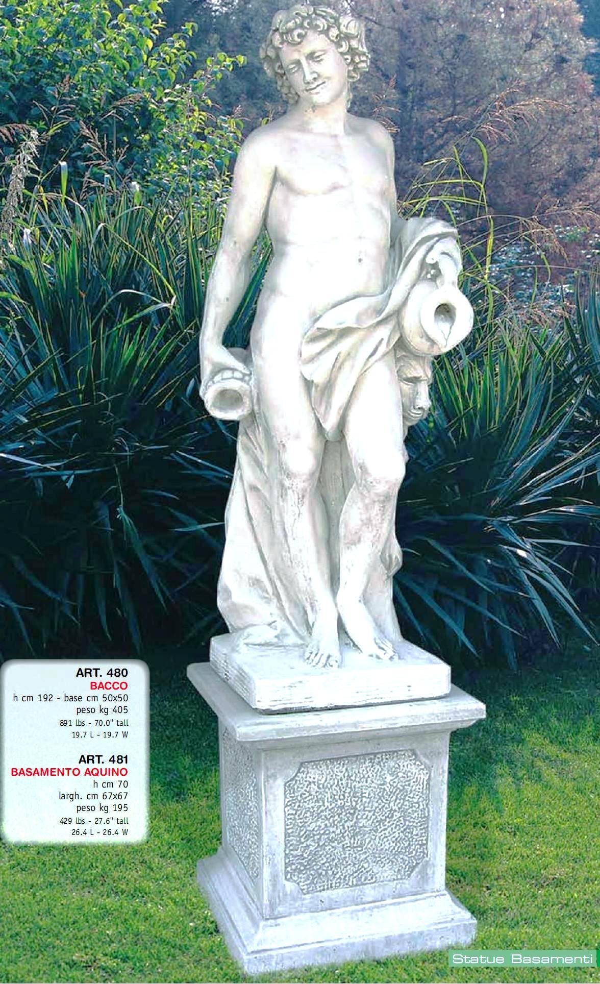 garden statue of Bacchus god of wine italian renaissance statue sculpture art
