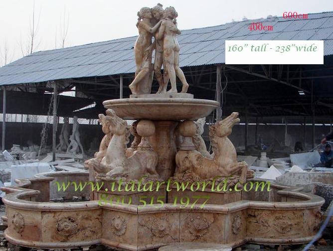 Italian 3 Grace Fountain Marble Carved Fountain Water pool large italian fountains travertine stone marble carving fountains