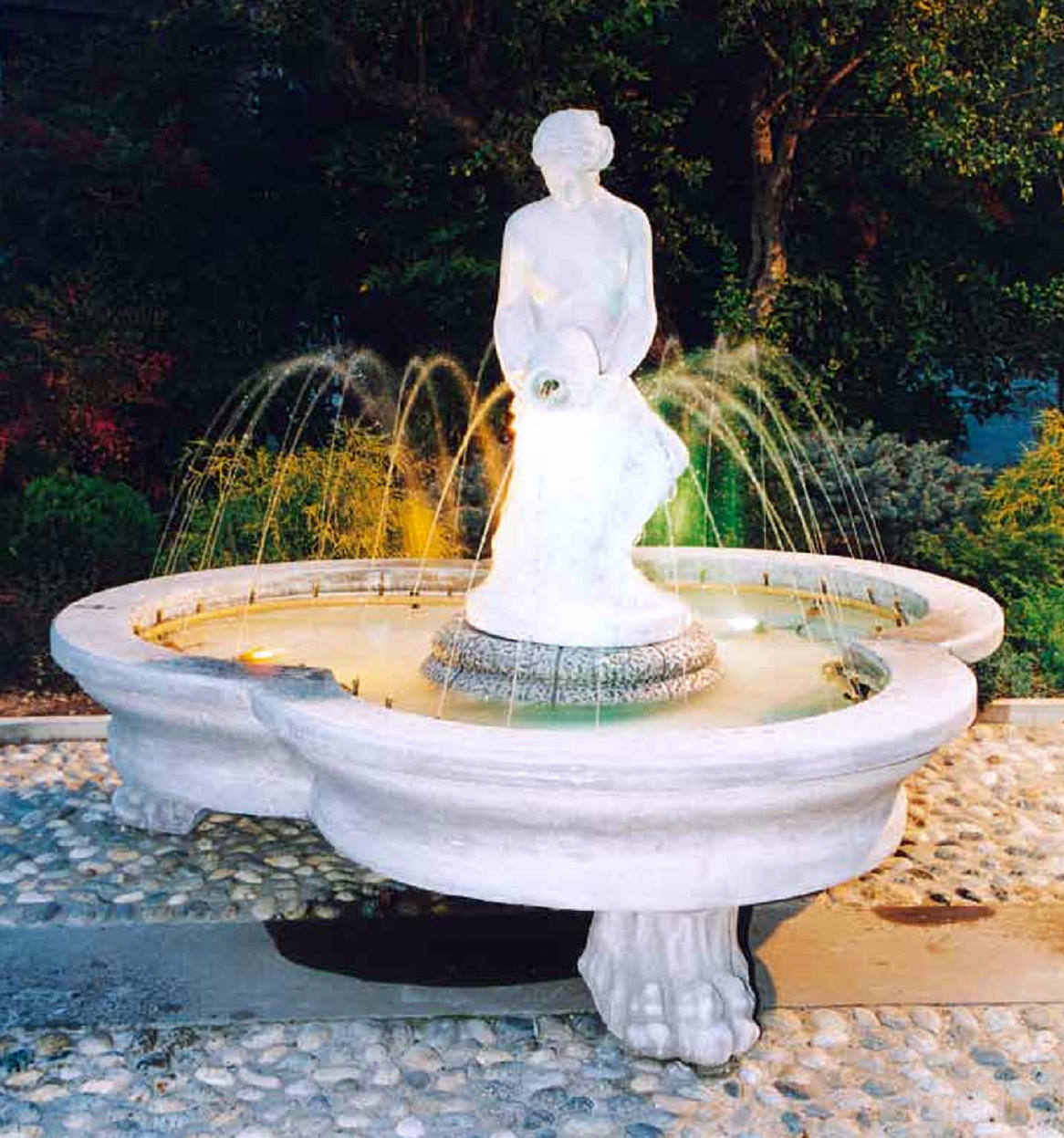 Marble Cast Fountain w Aphrodites pouring water 